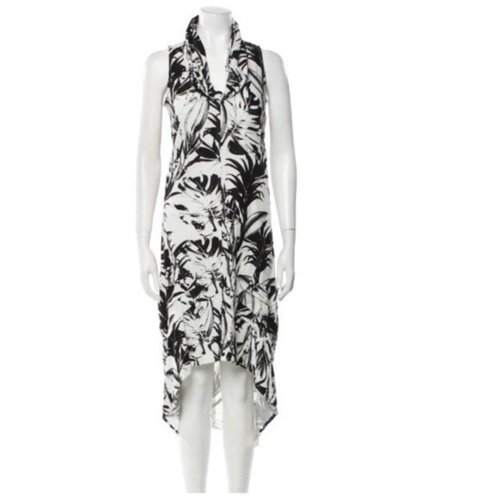Cynthia Rowley Palm Print Dress Womens S Black White